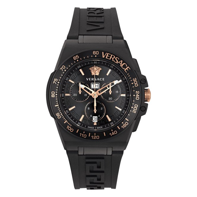 Gents Greca Black Aluminous Watch VE7H00323Versace WatchesVE7H00323