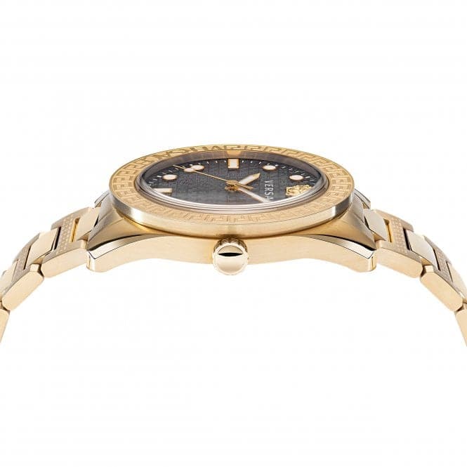 Gents Greca Dome Gold - Tone Black Watch VE2T00522Versace WatchesVE2T00522