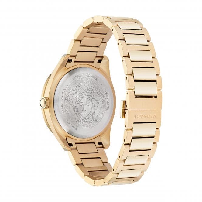 Gents Greca Dome Gold - Tone Black Watch VE2T00522Versace WatchesVE2T00522