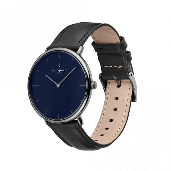 Gents Native Leather Gun metal 40mm Watch NR40GMLEBLNA