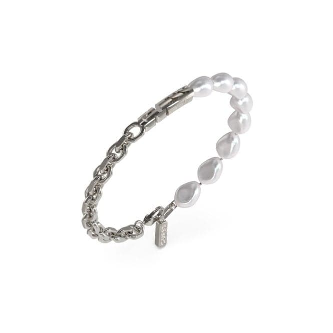 Gents Pearl And Chain Bracelet UMB04066STWILGuess JewelleryUMB04066STWIL