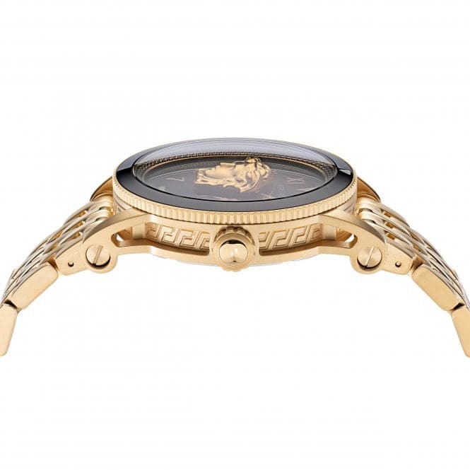 Gents V - Palazzo Gold - Tone Black Watch VE2V00322Versace WatchesVE2V00322