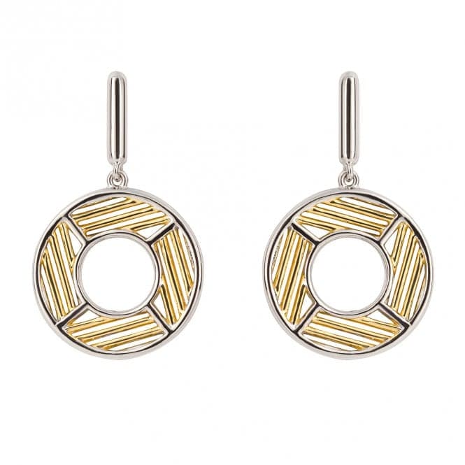 Geo Cage Design Open Circle Yellow Gold Drop Earrings E6222Fiorelli SilverE6222