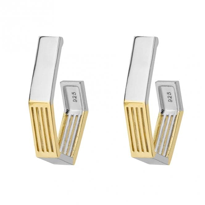 Geo Cage Design Open Yellow Gold Hoop Earrings E6220Fiorelli SilverE6220
