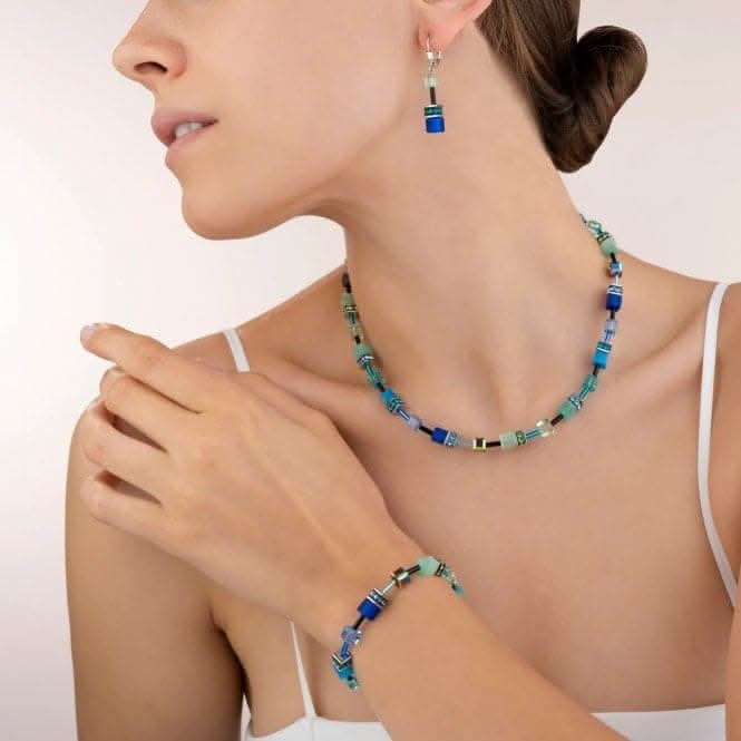 GeoCUBE® Blue - Green Earrings 2838/20 - 0705Coeur De Lion2838/20 - 0705