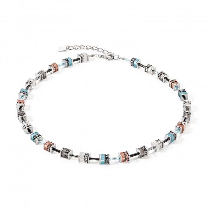 GeoCUBE® Classic Aqua - Brown Necklace 4409/10 - 2011Coeur De Lion4409/10 - 2011