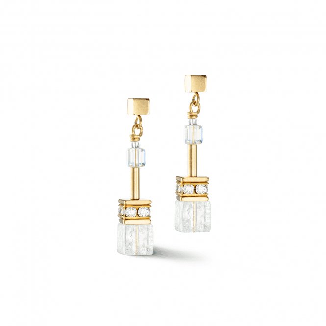 GeoCUBE® Iconic Nature White - Gold Earrings 3018/21 - 1416Coeur De Lion3018/21 - 1416