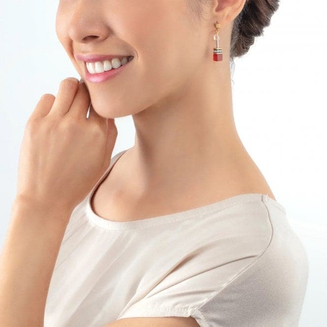 GeoCUBE® Iconic Precious Red - Beige Earrings 4905/21 - 0310Coeur De Lion4905/21 - 0310