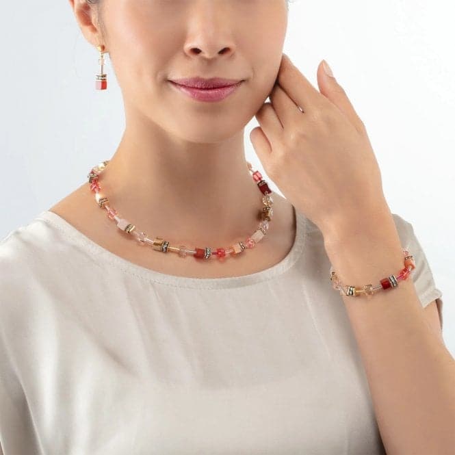 GeoCUBE® Iconic Precious Red - Beige Necklace 4905/10 - 0310Coeur De Lion4905/10 - 0310