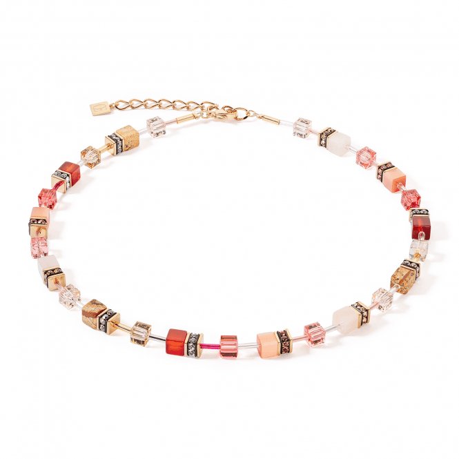 GeoCUBE® Iconic Precious Red - Beige Necklace 4905/10 - 0310Coeur De Lion4905/10 - 0310