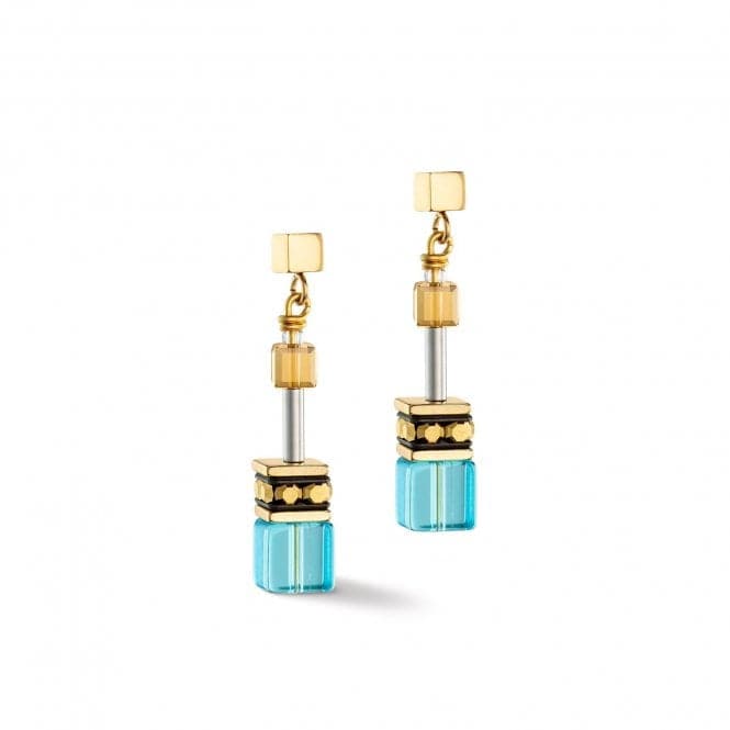 GeoCUBE® Iconic Turquoise - Gold Earrings 2838/21 - 0616Coeur De Lion2838/21 - 0616
