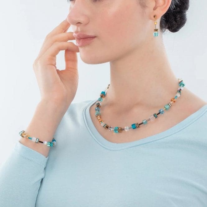 GeoCUBE® Iconic Turquoise - Gold Necklace 2838/10 - 0616Coeur De Lion2838/10 - 0616