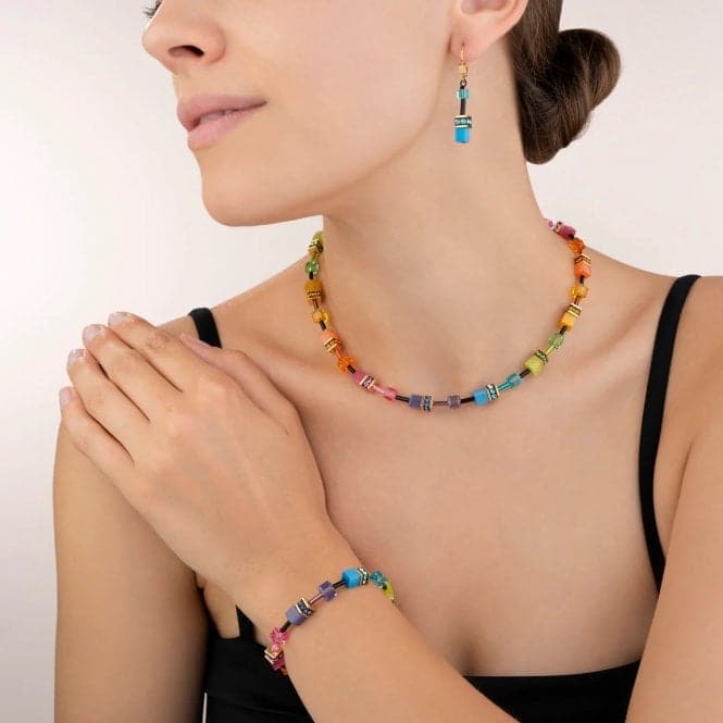 GeoCUBE® Multicolour Rainbow Gold Necklace 2838/10 - 1573Coeur De Lion2838/10 - 1573