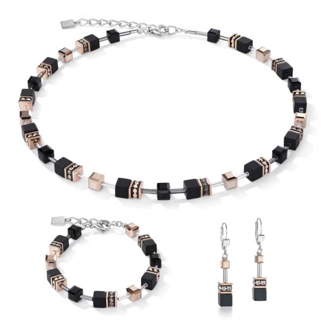 GeoCUBE® Onyx Black - Rose Gold Bracelet 4018/30 - 1300Coeur De Lion4018/30 - 1300