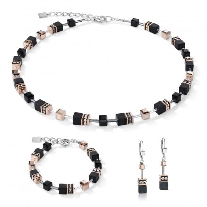 GeoCUBE® Onyx Black - Rose Gold Necklace 4018/10 - 1300Coeur De Lion4018/10 - 1300