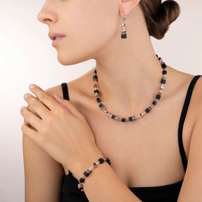 GeoCUBE® Onyx Black - Rose Gold Necklace 4018/10 - 1300Coeur De Lion4018/10 - 1300