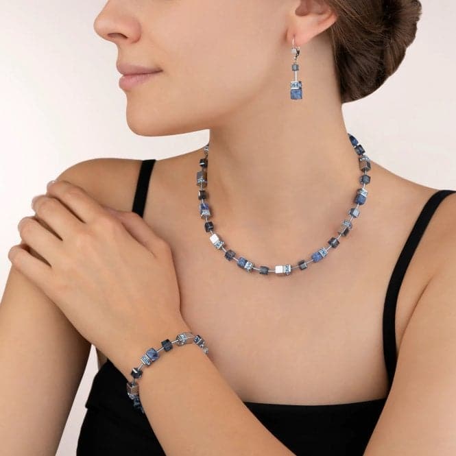 GeoCUBE® Sodalite & Haematite Blue Necklace 4017/10 - 0700Coeur De Lion4017/10 - 0700