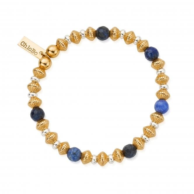 Gold And Silver Corrugated Disc Sodalite Bracelet GMBSCDChloBoGMBSCD