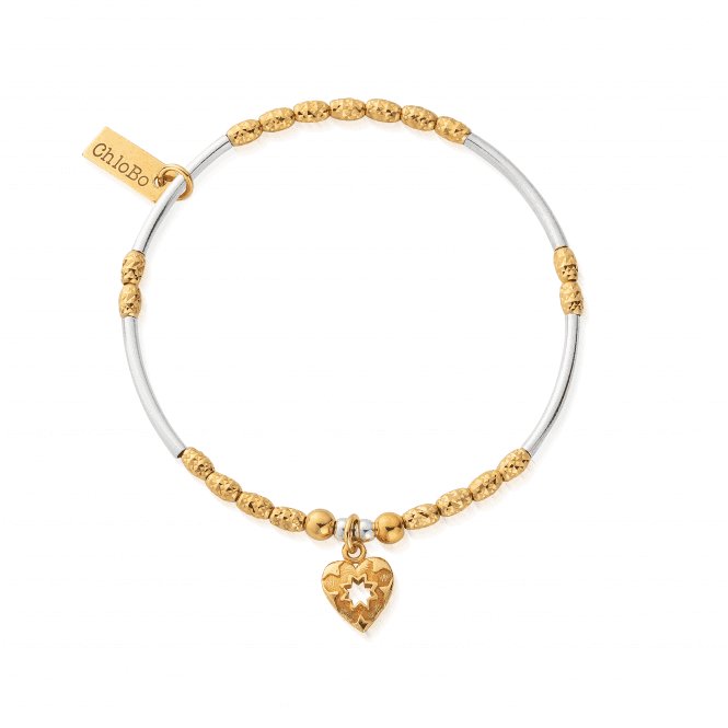Gold And Silver Star Heart Bracelet GMBMNSR4022ChloBoGMBMNSR4022