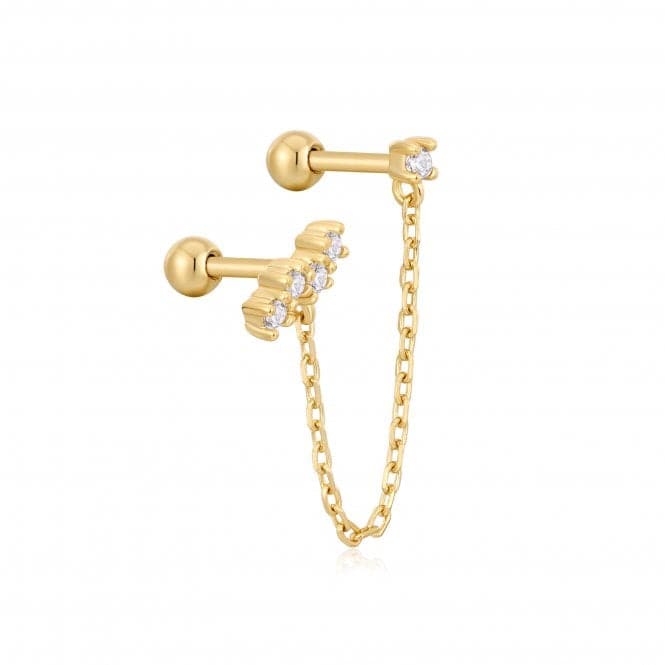 Gold Celestial Drop Chain Barbell Single Earring E047 - 10GAnia HaieE047 - 10G