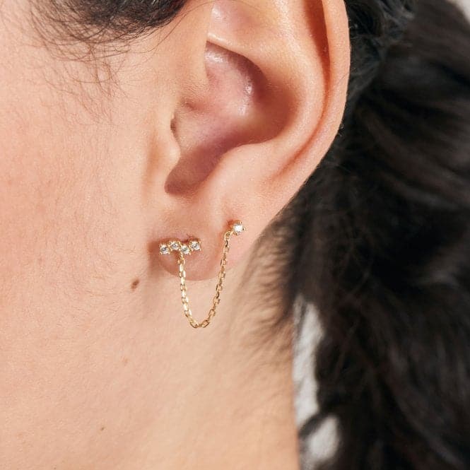 Gold Celestial Drop Chain Barbell Single Earring E047 - 10GAnia HaieE047 - 10G