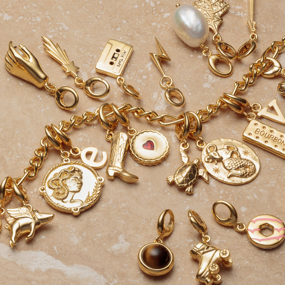 Gold Plated Letter Charm Bracelet CBRGCL-A