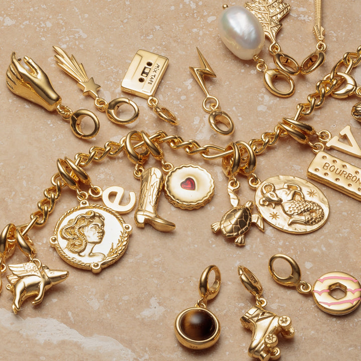 Gold Plated Letter Charm Bracelet CBRGCL-A