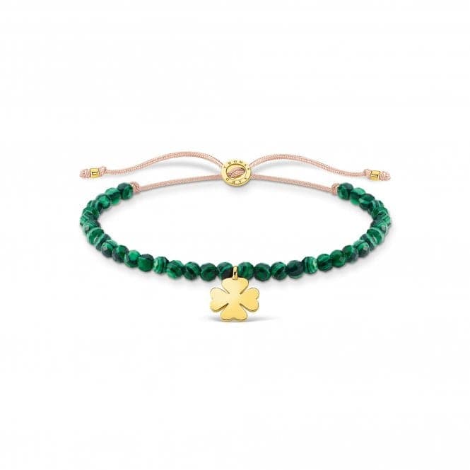 Gold Cloverleaf Malachite Beaded Tie Bracelet A1983 - 140 - 6 - L20vThomas Sabo Charm Club CharmingA1983 - 140 - 6 - L20v