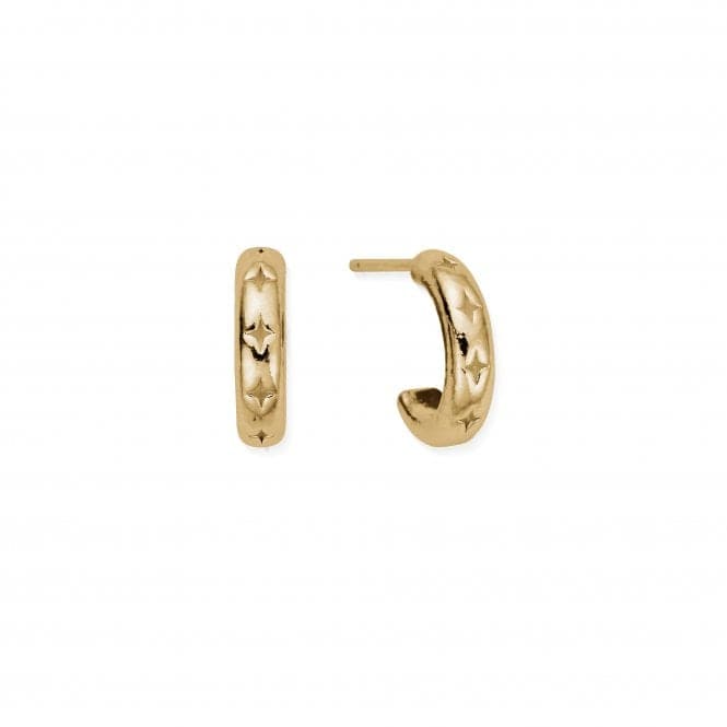 Gold Cut Out North Star Huggie Hoop Earrings GEH3323ChloBoGEH3323