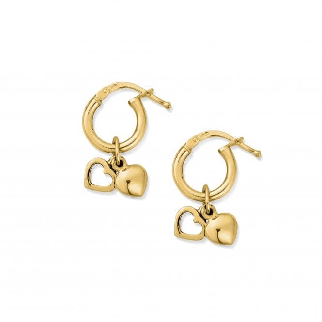 Gold Double Heart Small Hoop Earrings GEH1068ChloBoGEH1068