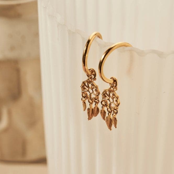 Gold Dream Catcher Hoop Earrings GEH3291ChloBoGEH3291