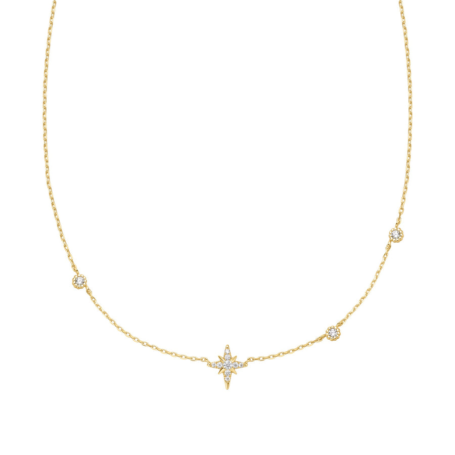 Gold Eight - Pointed Star Cubic Zirconia Station Necklace N065 - 02GAnia HaieN065 - 02G