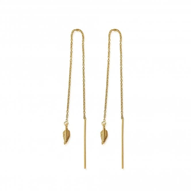 Gold Feather Of Courage Pull Through Earrings GEDR3215ChloBoGEDR3215