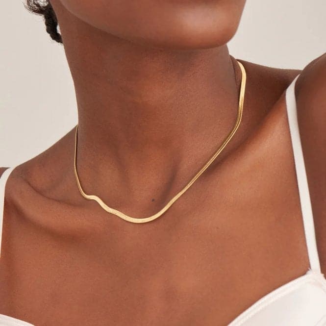 Gold Flat Snake Chain Necklace N046 - 01GAnia HaieN046 - 01G