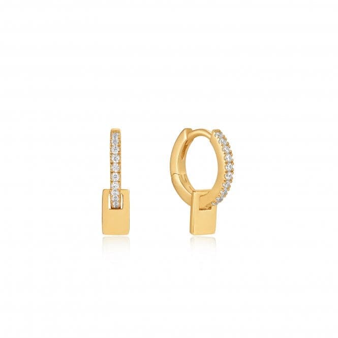 Gold Glam Pendant Huggie Hoop Earrings E037 - 06GAnia HaieE037 - 06G