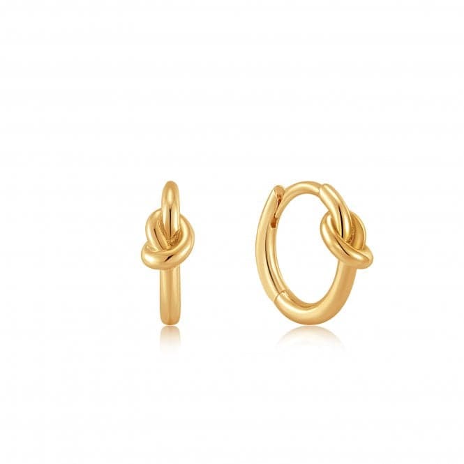Gold Knot Huggie Hoop Earrings E029 - 04GAnia HaieE029 - 04G