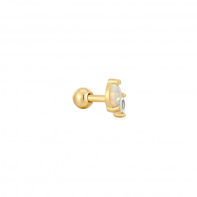 Gold Kyoto Opal And Sparkle Marquise Barbell Single Earring E047 - 07GAnia HaieE047 - 07G