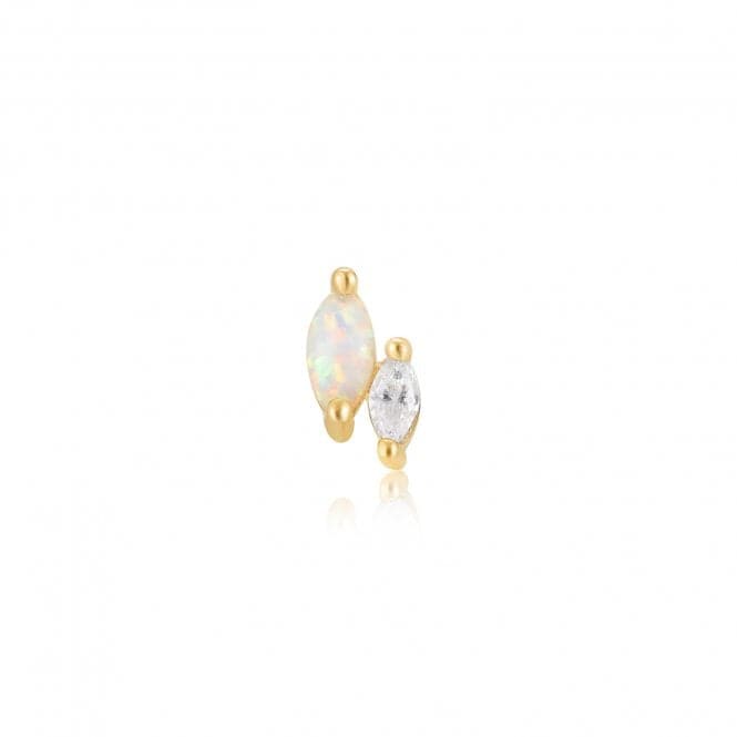 Gold Kyoto Opal And Sparkle Marquise Barbell Single Earring E047 - 07GAnia HaieE047 - 07G