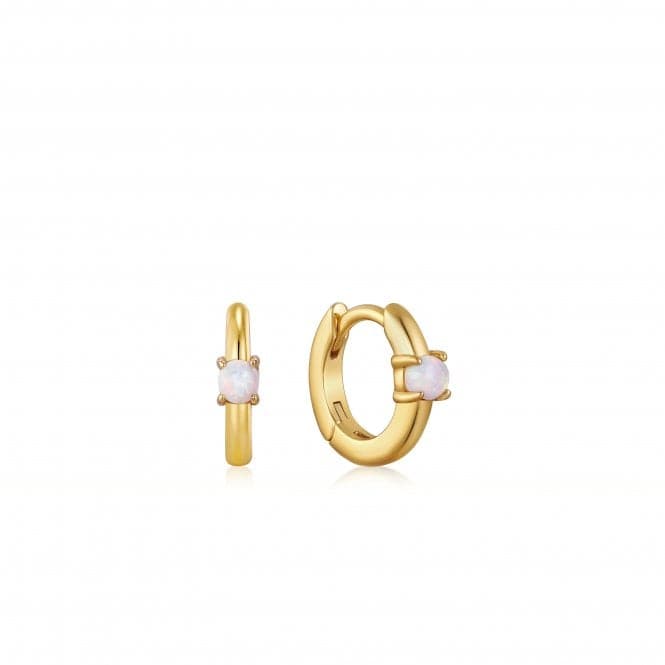 Gold Kyoto Opal Cabochon Huggie Hoop Earrings E035 - 15GAnia HaieE035 - 15G