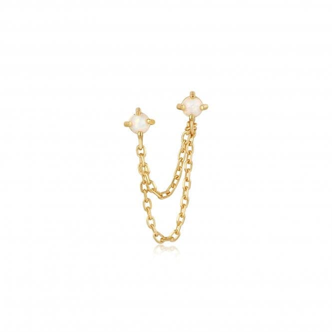 Gold Kyoto Opal Drop Chain Barbell Single Earring E047 - 06GAnia HaieE047 - 06G