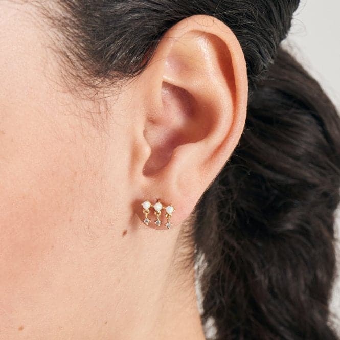 Gold Kyoto Opal Drop Sparkle Barbell Single Earring E047 - 04GAnia HaieE047 - 04G