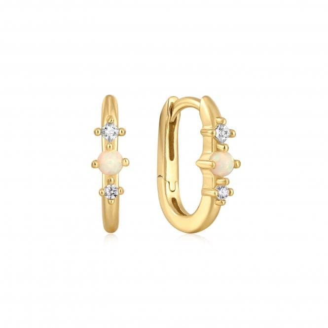 Gold Kyoto Opal Oval Huggie Hoop Earrings E047 - 01GAnia HaieE047 - 01G