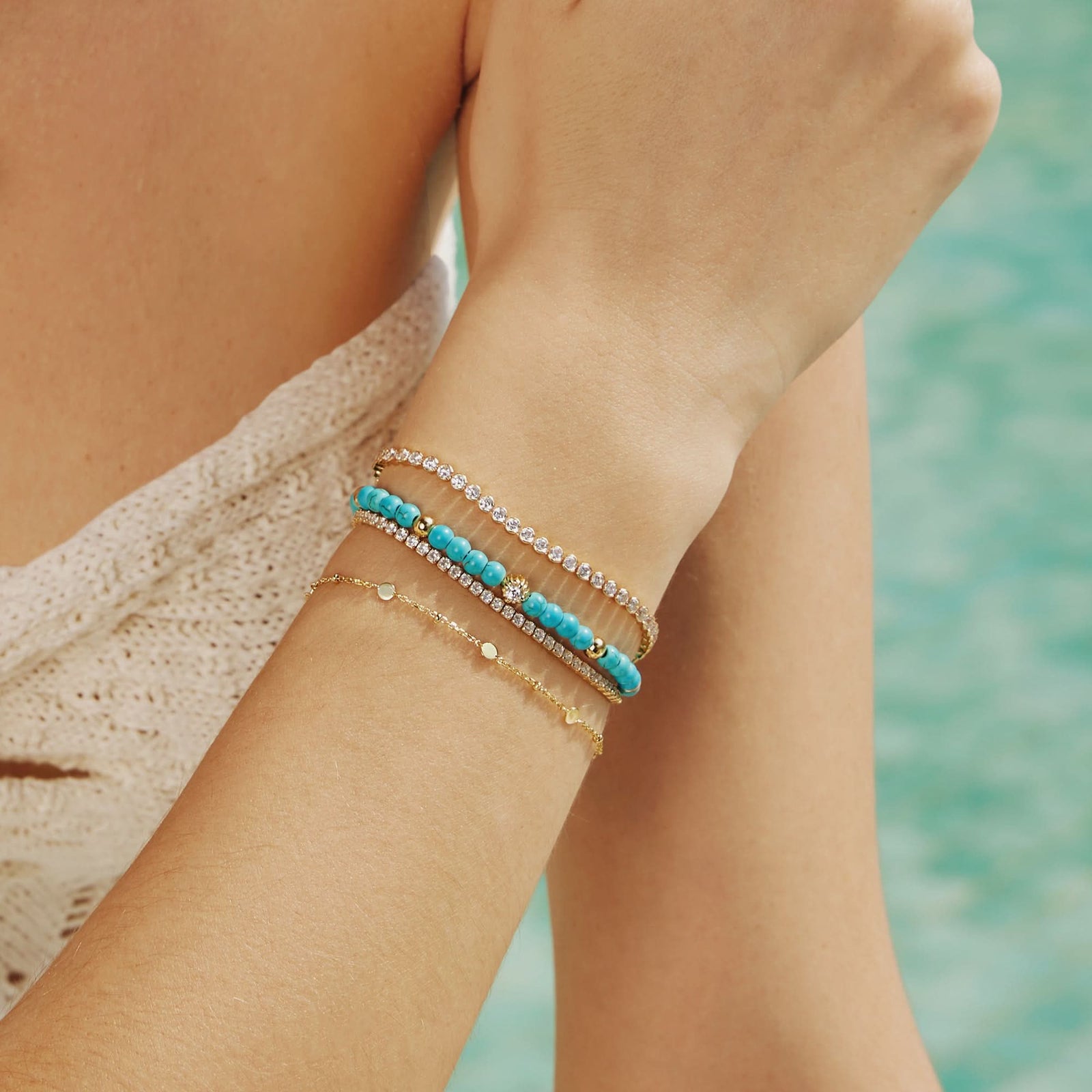 Gold Lab Created Turquoise Bracelet B063 - 04GAnia HaieB063 - 04G