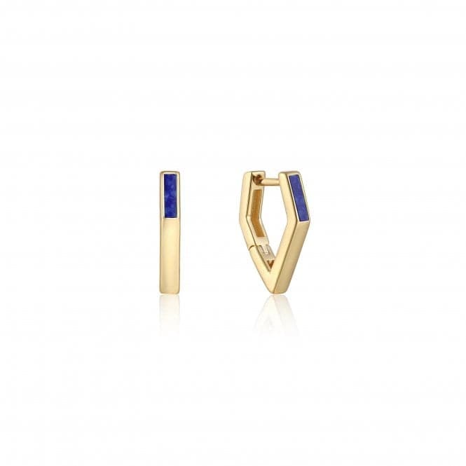 Gold Lapis Angular Hoop Earrings E042 - 02G - LAnia HaieE042 - 02G - L