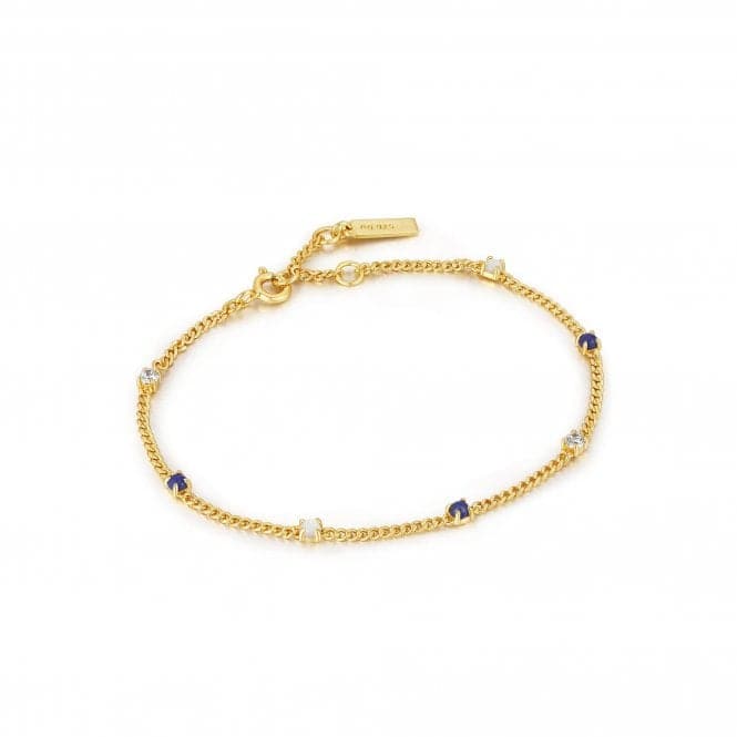 Gold Lapis Chain Bracelet B039 - 01G - LAnia HaieB039 - 01G - L