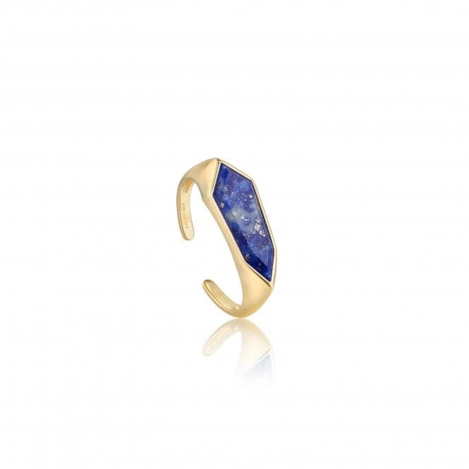 Gold Lapis Emblem Adjustable Ring R042 - 01G - LAnia HaieR042 - 01G - L