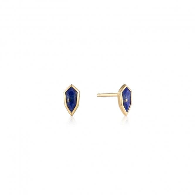 Gold Lapis Emblem Stud Earrings E042 - 01G - LAnia HaieE042 - 01G - L