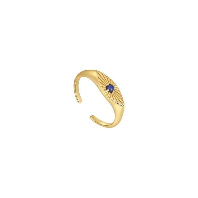 Gold Lapis Evil Eye Adjustable Ring R039 - 02G - LAnia HaieR039 - 02G - L