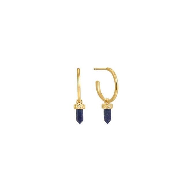 Gold Lapis Point Pendant Small Hoop Earrings E039 - 03G - LAnia HaieE039 - 03G - L