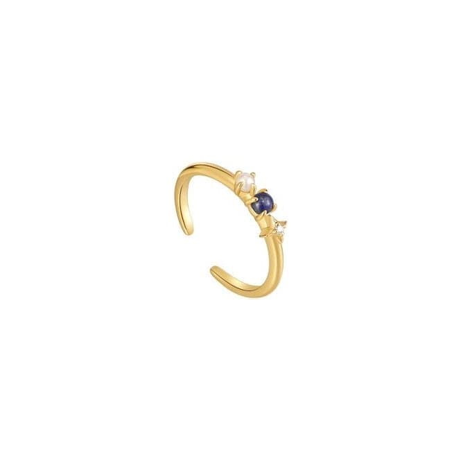 Gold Lapis Star Adjustable Ring R039 - 01G - LAnia HaieR039 - 01G - L